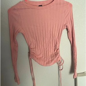 Shein Drawstring Side Ruched Ribbed Knit Tee
